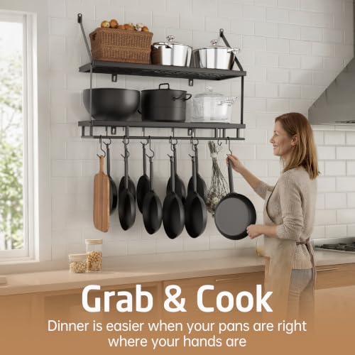 30 Inch Kitchen Pot Rack (Black)