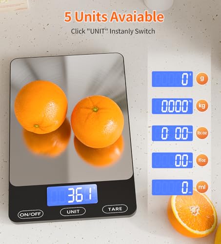 Food Scale 33lb Digital Kitchen Scale for Food Ounces Grams Rechargeable (Black / Large)