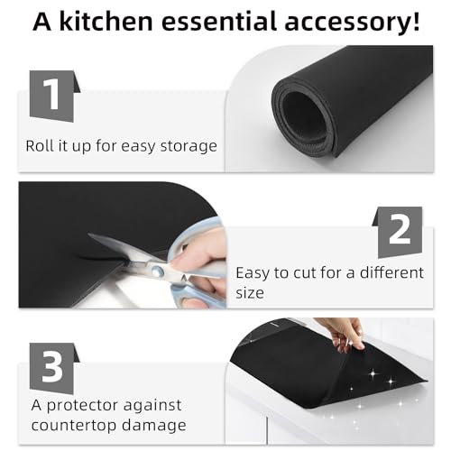 Extra Large Dish Drying Mat for Kitchen Counter (Black / 31.5" x 17")