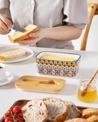 6.5" Butter Dish with Lid (Golden Bloom)
