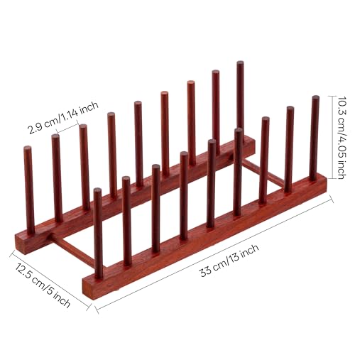 4 Packs Rosewood Wooden Dish Drying Rack Plate Organizer for Cabinet (Rosewood 8 Slots 4pcs)