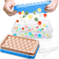 2 Pack Ice Cube Tray with Lid and Bin (Blue & Pink)