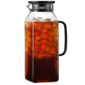 2 Liter 68 oz Square Glass Pitcher with Lid (Black)
