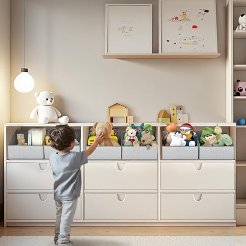 Closet Storage Bins (Blended Gray / 6 Bins 11.4"x11.4"x7.8")