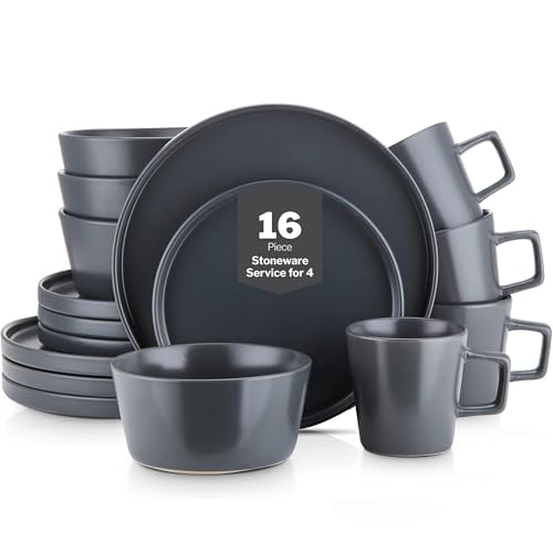 Coupe Stoneware Dinnerware Set (Dinnerware Set / Service For 4 / Gray Matte)