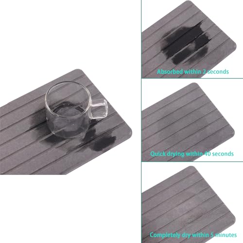 2 PCS Water Absorbent diatomite Coasters (8.3 x 4 inches / Dark Grey)