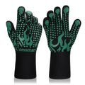 BBQ Gloves 1472°F Heat Resistant Grilling Gloves Silicone Non (short / Green)