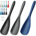 3 PACK Silicone Cooking Spatula & Spoon for Nonstick Cookware (Black, Grey, Dark Blue)