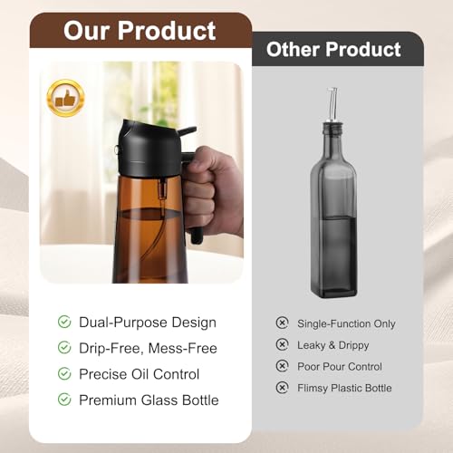 16oz 470ml Olive Oil Sprayer for Cooking (1PC Brown)