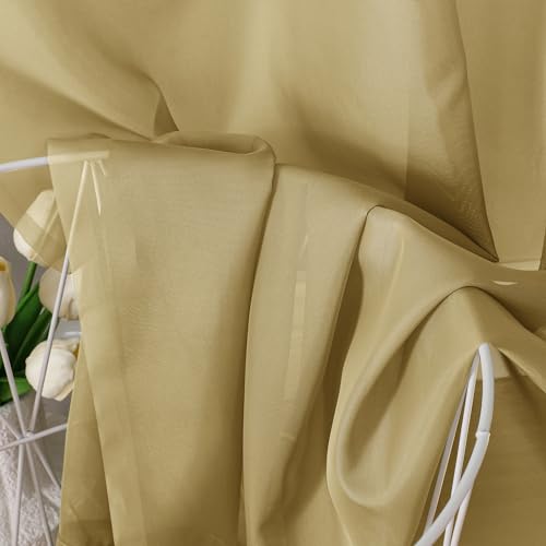 Gold Sheer Curtains 63 Inches Long 2 Panels (Gold / 42"W x 63"L (Pack of 2))