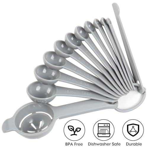 Measuring Spoons Set with Egg Separator 12 (Gray)