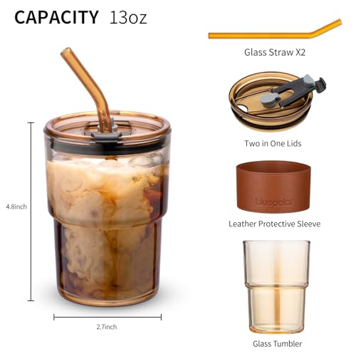 13oz 400ml Tumbler Water Glass (Amber with sleeve)