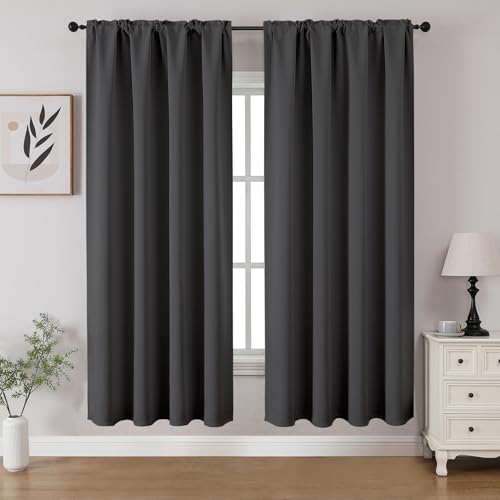 Dark Grey Blackout Curtains 63 inch Length 2 Panels Set (Dark Grey / 52"W x 63"L (Pack of 2))
