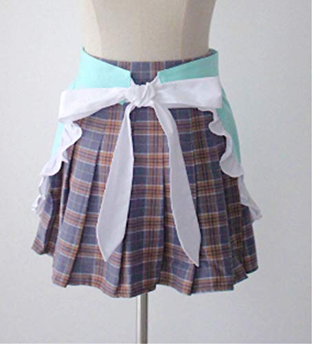 Waist Apron Kitchen Cooking Restaurant 100% Cotton Bistro Half Aprons with Pockets For Girl Woman (Greenish Blue)