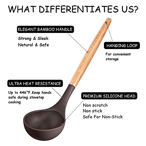 Silicone Cooking Kitchen Utensils Set (Coffee)