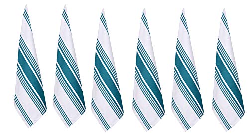 Kitchen Towels Cotton Dish Towels 20”x30” (20" x 30" (Set of 6) / 018 Teal/White)