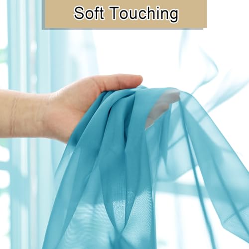 Turquoise Sheer Curtains 72 Inches Long 2 Panels (Turquoise / 40"W x 72"L (Pack of 2))