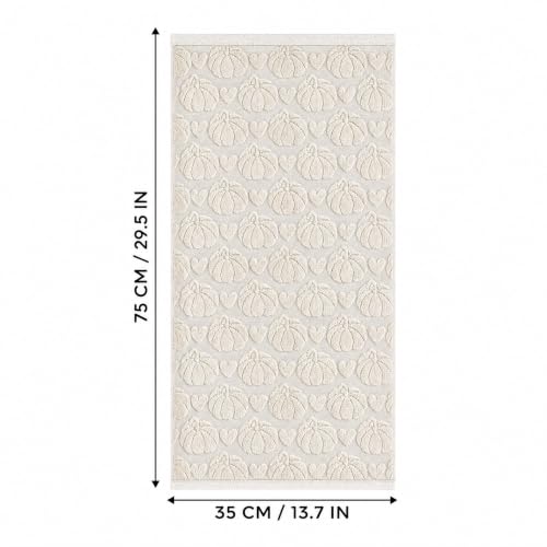 1 Pc Beige 3D Heart Pumpkin Jacquard Hand Towel for Bathroom (13.7" x 29.5", 1PC / Beige)