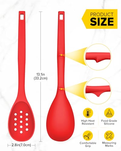 Pack of 2 Silicone Cooking Spoons (Red)