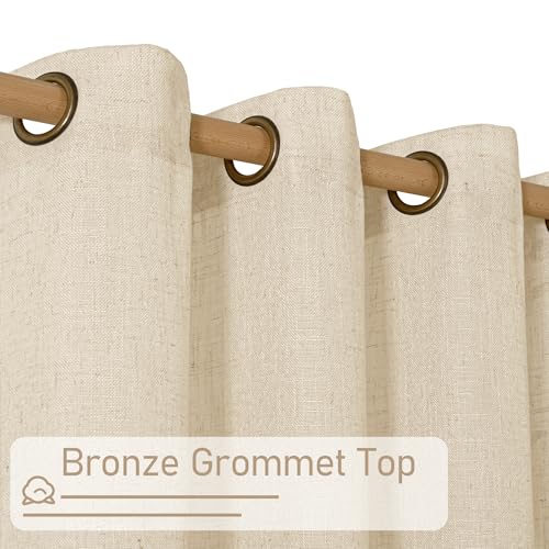 Light Filtering Sheer Linen Curtains 102 inches Long 2 Panels (52"W x 102"L (Pack of 2) / Linen)