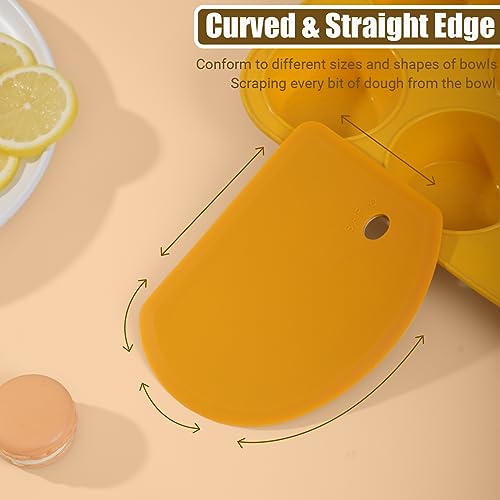 Silicone Dough Scraper with Metal Core Flexible Bowl Scraper Bread Baking (Gray & Orange)
