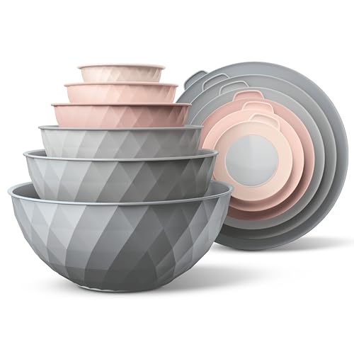 Mixing Bowls with Lids (Grey/Pink Diamond)