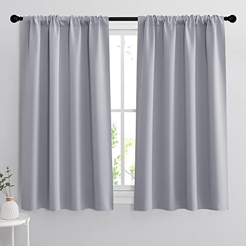 54 inch Blackout Curtains for Living Room Bedroom (Silver Grey / 42"W x 54"L (Pack of 2))