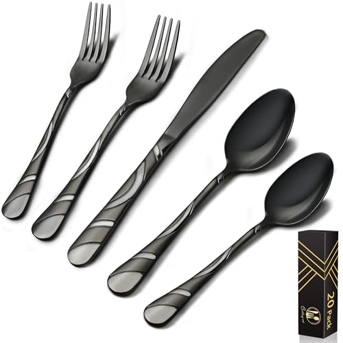 Black Silverware Set for 4 (Black / 20 Pieces)