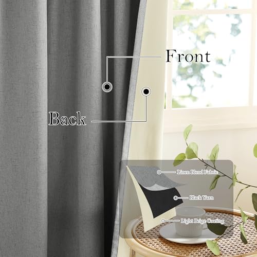 Grey Linen Blackout Curtains for Sliding Glass Door (Z - Grey / 52"W x 96"L (Pack of 2))
