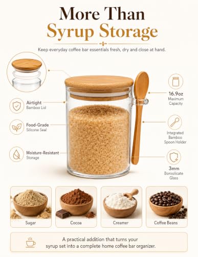 16.9 oz Coffee Syrup Dispenser Set of 2 and 16oz Glass Bottle