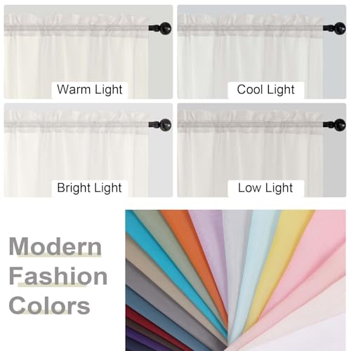 Ivory Sheer Curtains for Bedroom Living Room 96 Inches Long 2 Panels (Ivory / 42"W x 96"L (Pack of 2))