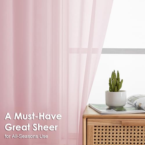 Blush Pink Sheer Curtains 54 Inches Long 2 Panels (Blush / 42"W x 54"L (Pack of 2))