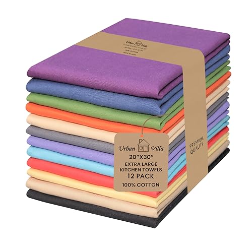 Kitchen Towels Cotton Dish Towels 20”x30” (20" x 30" (Set of 12) / 020 Multi)