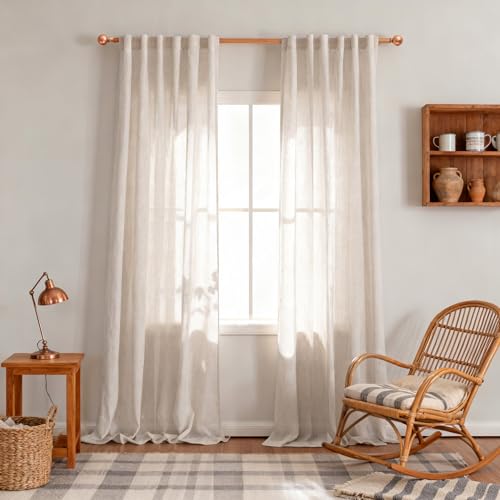 Extra Long Curtains for Living Room (50"W x 108"L (Pack of 2) / Natural Linen)