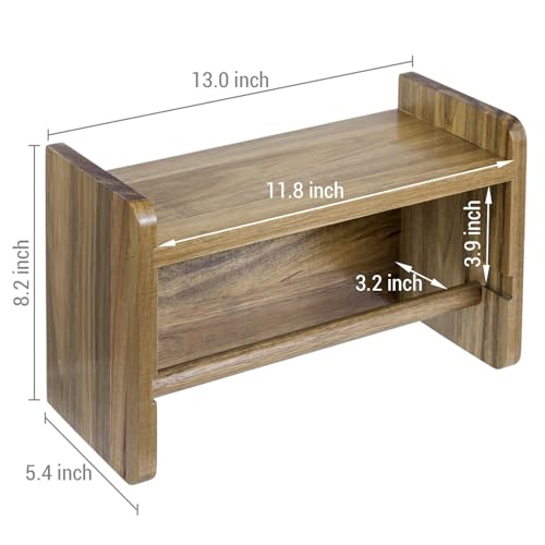 Acacia Wood Paper Towel Holder with Shelf (Premium Acacia Wood)