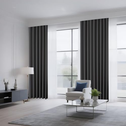 Dark Grey Blackout Curtains 72 inch Length 2 Panels Set (Dark Grey / 52"W x 72"L (Pack of 2))