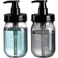 Plastic Mason Jar Soap Dispenser with Pump Lid 16OZ (Black Jar + Black Pump)