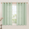45 Inch ES Long Semi Sheer Linen Curtains for Bedroom 2 Panels (52"W x 45"L (Pack of 2) / Fresh Green)