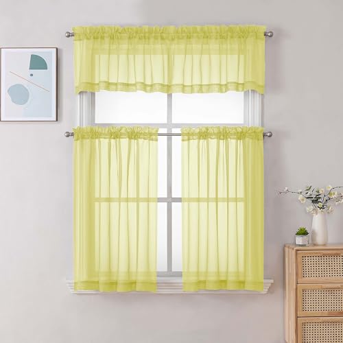 Sheer Valances for Windows (Lemon / 42"W x 14"L (Pack of 2))