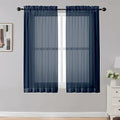 Sheer Curtains 54 inches Long 2 Panels Set (Navy Blue / 42"W x 54"L (Pack of 2))