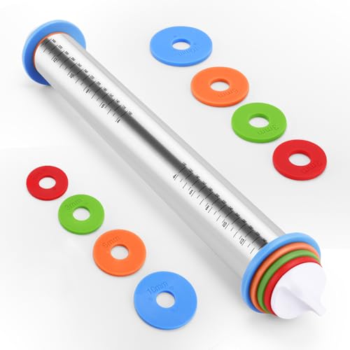 Adjustable Rolling Pin with Thickness Rings