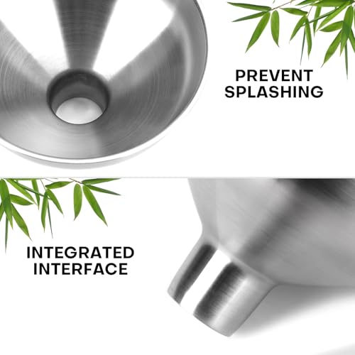 2 Piece Stainless Steel Kitchen Funnel Set with 1 ((4.6" X 0.5" Mouth + 4.6" X 1" Mouth))