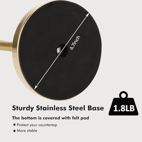 Gold Paper Towel Holder Countertop with Weighted Stainless Steel Base (Gold)