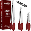 Tongs For Cooking (7+9+12 inch / Red Silicone Tip 3Pcs)