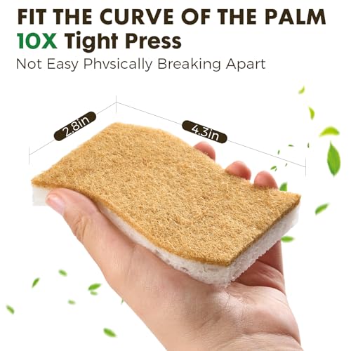 12 Pack Natural Biodegradable Kitchen Non Scratch Sponges