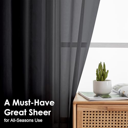 Black Sheer Curtains 78 Inches Long 2 Panels (Black / 42"W x 78"L (Pack of 2))