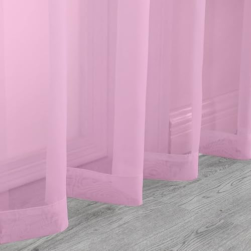Pink Sheer Curtains 45 Inch Long 2 Panels (Pink / 42"W x 45"L (Pack of 2))