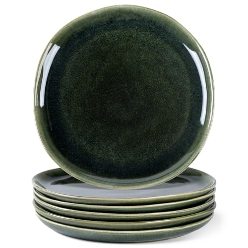 Ceramic Plates Set of 6 (Earth Green / 8.5 Inch)