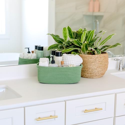 11.8"x8"x4.5” Rectangle Storage Baskets for Shelves 3 Pack (Green / 11.8" x 8" x 4.5")