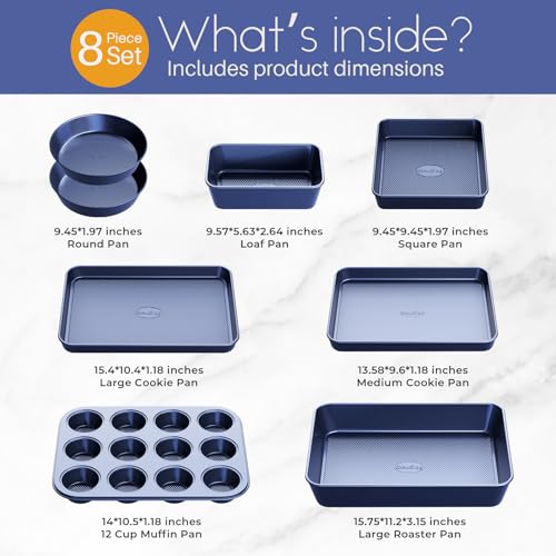 Baking Pans Set 8 (Diamond Blue / 8PCS)